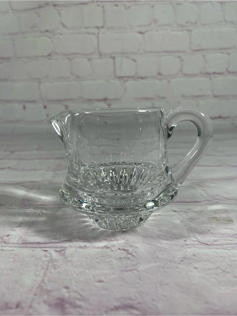 Vintage Gorham Crystal Lyric Clear Glass Creamer Faceted Bottom 3”